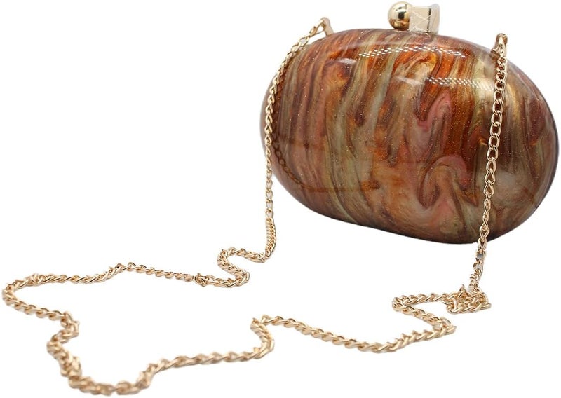 GSYPS Acrylic Evening Clutch Bag for Women Shell Shape Shoulder Crossbody Bag Glitter Marble Purse Handbag - Image 5